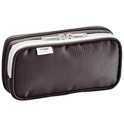 LIHIT LAB. Double Pen Case, Black, 3.3 x 6.9" 
