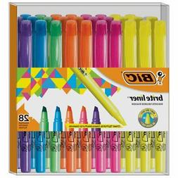 BIC Brite Liner Highlighter, Chisel Tip, Assorted Colors, 28