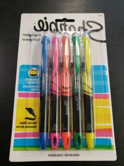 S Narrow Chisel Tip 5 Pigmented Fluorescent Colors