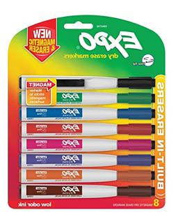 Magnetic Dry Erase Marker, Fine Tip, Assorted, 8/Pack