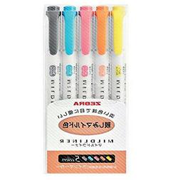 Mildliner 5color Set Soft Mildmarker Double Side Wkt7-n-5c