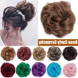 New Thick Highlight Bun Hair Piece Curly Scrunchies Hair Ext