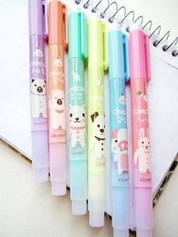 Set Of 6 Cute Kawaii Novelty Cartoon Colored Assorted Animal