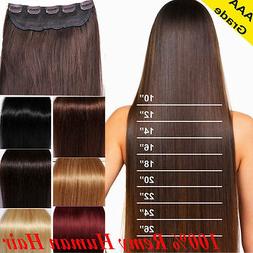 One Piece 100% Real Clip in Remy Human Hair Extensions Full 