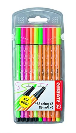 STABILO Pen 68 Neon and point 88 Neon mixed Wallet of 10