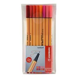 STABILO Point 88"Shades of Red" Fineliner Pen - Assorted Col