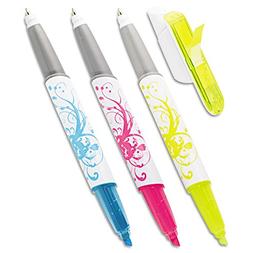 Post-it 691HLP3 Flag Pen/Highlighters,w/ 50 Flags,3/PK,YW/BE