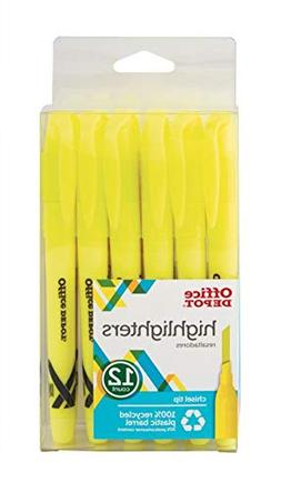Office Depot 100% Recycled Pen-Style Highlighters, Yellow, P