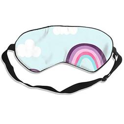 Oh-HiH 100% Silk Eye Mask Cloud Rainbow Blue Sleeping Blindf