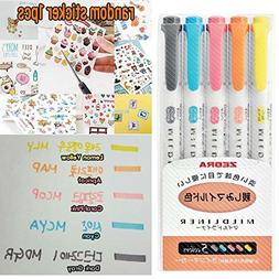 Mildliner 5color Set Soft Mildmarker Double Side Wkt7-n-5c