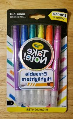 Crayola 58-6504 Take Note Erasable Highlighters, 6 Count Ass
