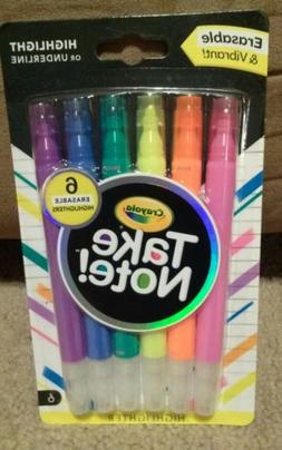 Crayola Take Note! Erasable Highlighters, School Supplies, 6