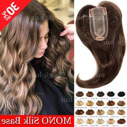 THICK 100% Human Hair Mono Topper Handmade 20inch Long Hairp