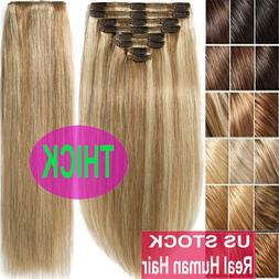 Thick Double Weft Clip In Real Remy Human Hair Extensions Fu