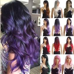 Unique Pink Purple Blue Green Wig Women Cosplay Party Hallow